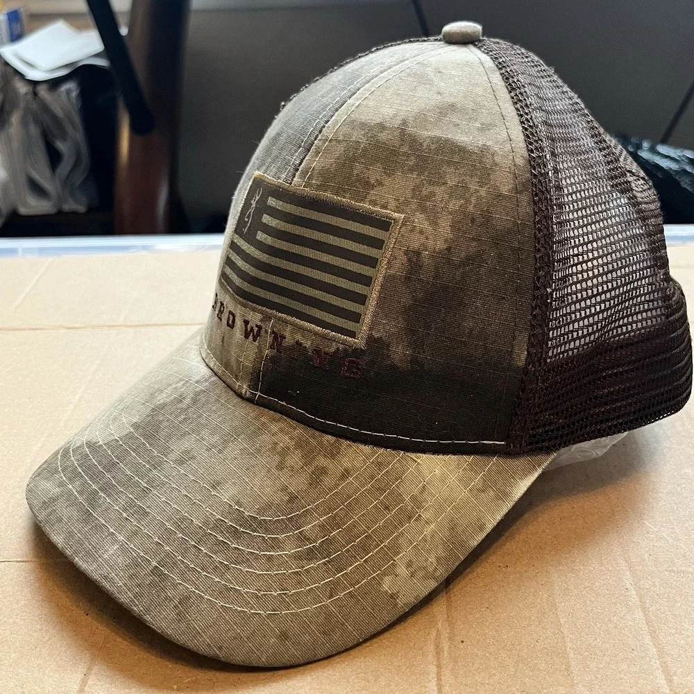 Browning Bozeman Camo Trucker Hat Mesh Back Snapback Buckmark Hunting Cap